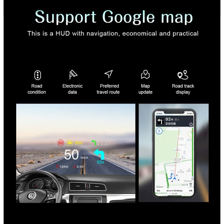 C1 OBD2 + โหมด GPS รถ HUD Head-up Display เข็มทิศ/ความเร็ว/อุณหภูมิน้ำ/จอแสดงผลแรงดันไฟฟ้า/ความเร็ว/นาฬิกาปลุก/ฟังก์ชั่นนำทาง, C1 With Navigation Function