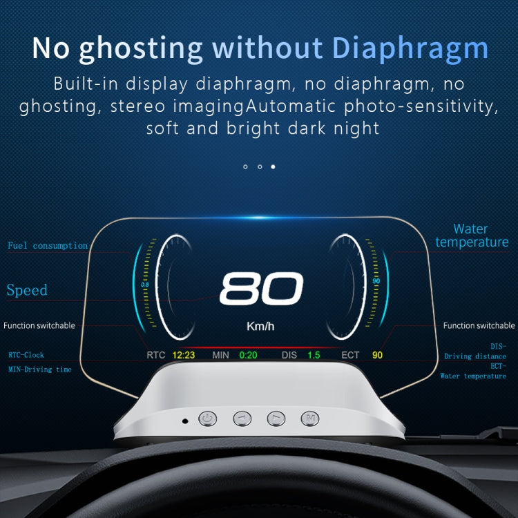 C3 OBD2 + โหมด GPS จอแสดงผลบนกระจกหน้ารถยนต์ HUD Overspeed / ความเร็ว / อุณหภูมิของน้ำสูงเกินไป / แรงดันไฟฟ้าต่ำเกินไป / สัญญาณเตือนความล้มเหลวของเครื่องยนต์ / การแจ้งเตือนการขับขี่เมื่อยล้า / ฟังก์ชั่นการนำทาง, C3