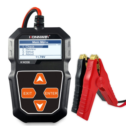 KONNWEI KW208 รถหน้าจอสี TFT เครื่องทดสอบแบตเตอรี่รองรับ 8 ภาษา, KW208