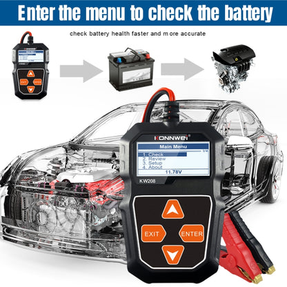 KONNWEI KW208 รถหน้าจอสี TFT เครื่องทดสอบแบตเตอรี่รองรับ 8 ภาษา, KW208