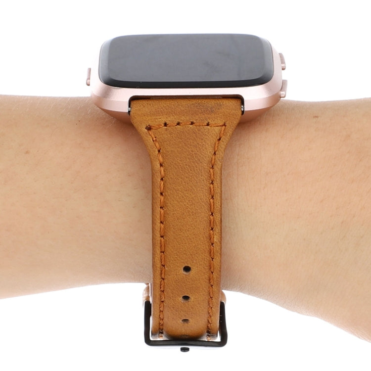 สำหรับ Fitbit Versa razy Horse Texture สายหนังแท้