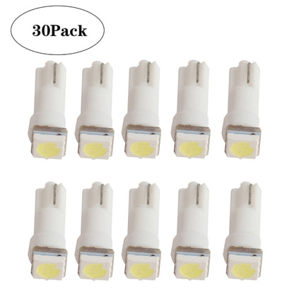 30 ชิ้น T5 1LED SMD-5050 การปรับเปลี่ยนรถ LED ไฟแสดงสถานะแสงสีขาว, A3896