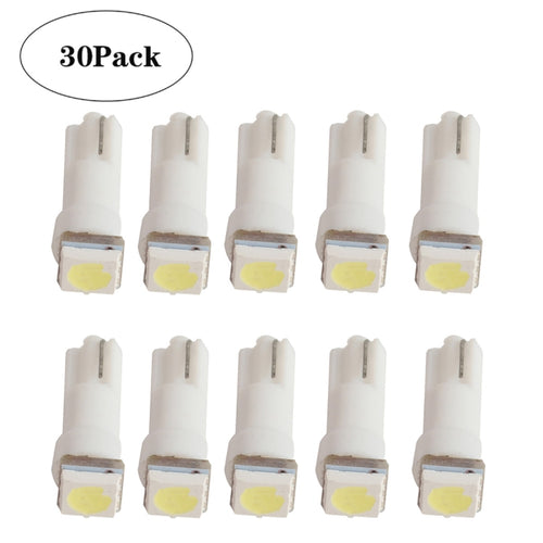 30 ชิ้น T5 1LED SMD-5050 การปรับเปลี่ยนรถ LED ไฟแสดงสถานะแสงสีขาว, A3896