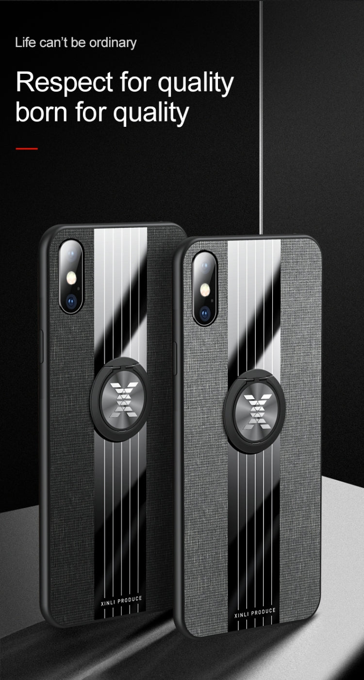 XINLI Stitching Cloth Texture เคส TPU กันกระแทกพร้อมตัวยึดแหวน, For iPhone XS Max