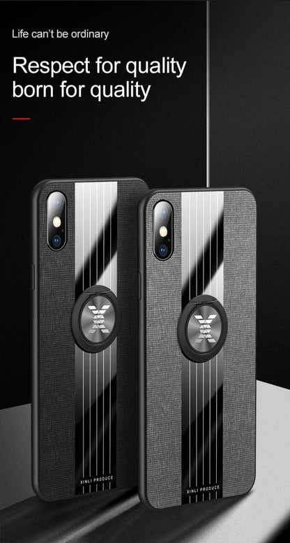 XINLI Stitching Cloth Texture เคส TPU กันกระแทกพร้อมตัวยึดแหวน, For iPhone XS Max