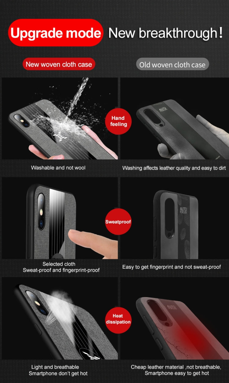XINLI Stitching Cloth Texture เคส TPU กันกระแทกพร้อมตัวยึดแหวน, For iPhone XS Max