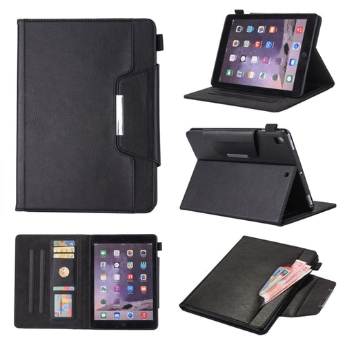 สำหรับ iPad 10.2 นิ้วสไตล์ธุรกิจซองหนังพลิกแนวนอนพร้อมตัวยึดและช่องเสียบการ์ดและกรอบรูปและกระเป๋าสตางค์