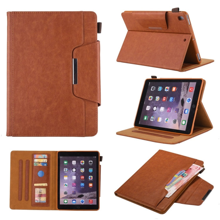 สำหรับ iPad 10.2 นิ้วสไตล์ธุรกิจซองหนังพลิกแนวนอนพร้อมตัวยึดและช่องเสียบการ์ดและกรอบรูปและกระเป๋าสตางค์