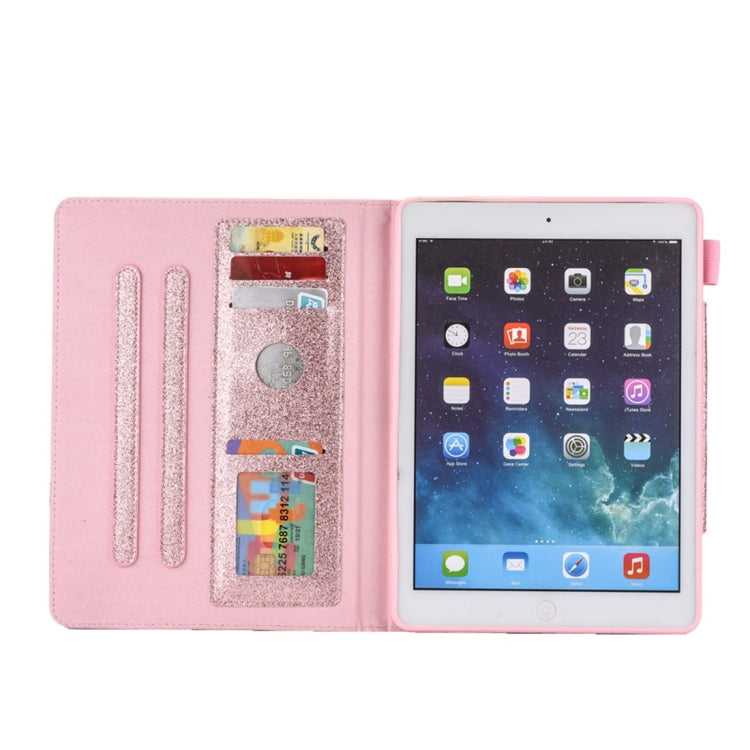 สำหรับ iPad 10.2 นิ้ว Glitter Powder ซองหนังพลิกแนวนอนพร้อมตัวยึดและช่องเสียบการ์ด & กรอบรูป & กระเป๋าสตางค์, For iPad 10.2 2021 / 2020 / 2019