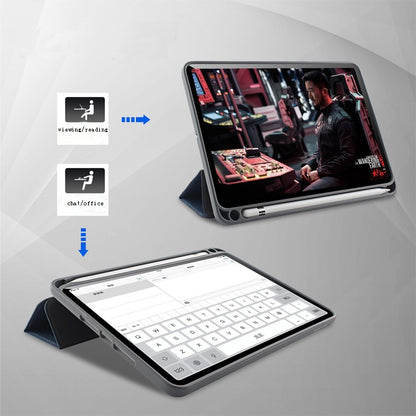 สำหรับ iPad 10.2 ซองหนังพลิกแนวนอนเนื้อลิ้นจี่พร้อมที่ใส่สามทบและช่องเสียบปากกา, For iPad 10.2