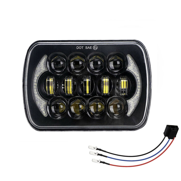 7 นิ้ว (5X7)/(7X6) H4 DC 9V-30V 30000LM 300W 8LEDs รถรูปทรงสี่เหลี่ยม LED ไฟหน้าสำหรับ Jeep Wrangler, 8LEDs