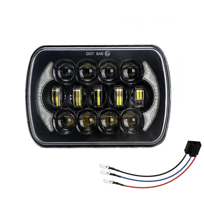 7 นิ้ว (5X7)/(7X6) H4 DC 9V-30V 30000LM 300W 8LEDs รถรูปทรงสี่เหลี่ยม LED ไฟหน้าสำหรับ Jeep Wrangler, 8LEDs