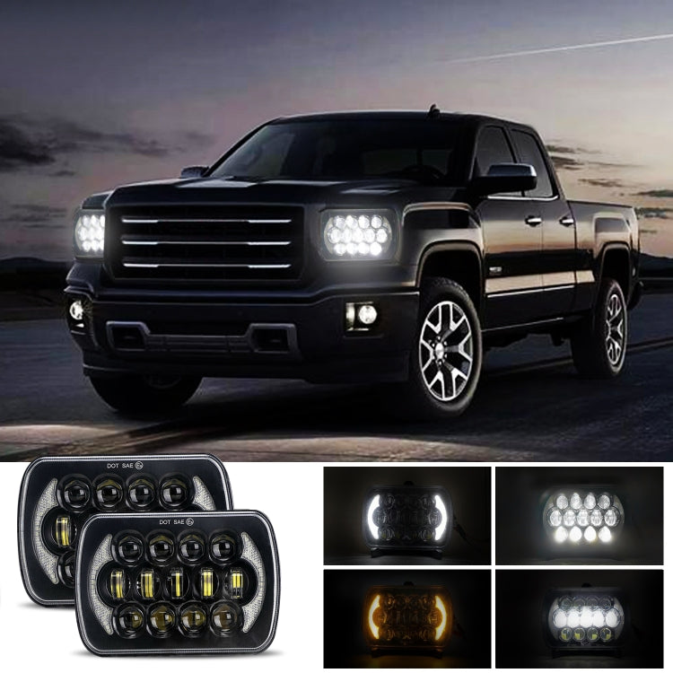 7 นิ้ว (5X7)/(7X6) H4 DC 9V-30V 30000LM 300W 8LEDs รถรูปทรงสี่เหลี่ยม LED ไฟหน้าสำหรับ Jeep Wrangler, 8LEDs