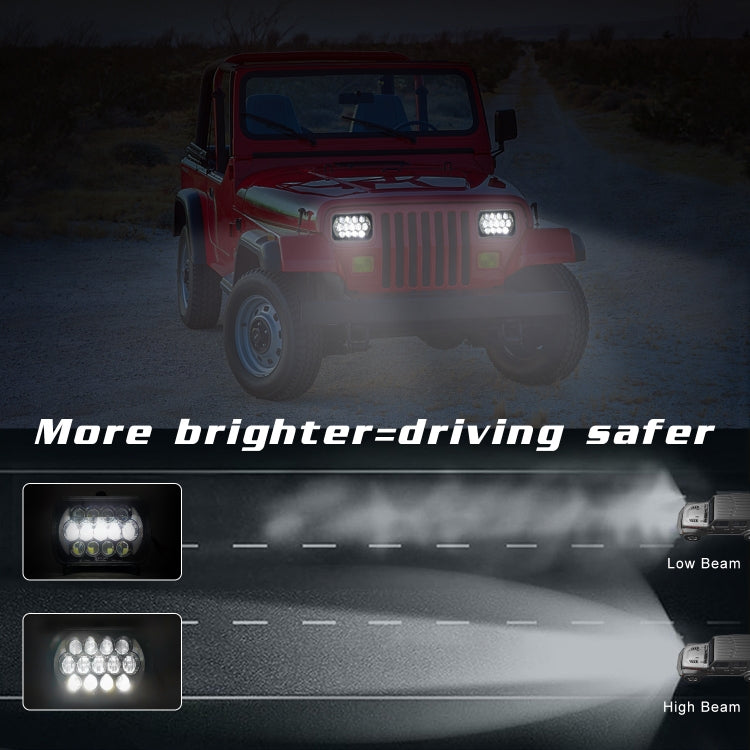 7 นิ้ว (5X7)/(7X6) H4 DC 9V-30V 30000LM 300W 8LEDs รถรูปทรงสี่เหลี่ยม LED ไฟหน้าสำหรับ Jeep Wrangler, 8LEDs