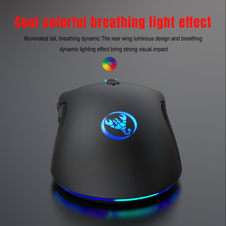 HXSJ A883 7 ปุ่ม 6400DPI RGB Light Mechanical Gaming เมาส์แบบมีสาย