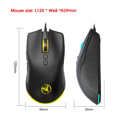 HXSJ A883 7 ปุ่ม 6400DPI RGB Light Mechanical Gaming เมาส์แบบมีสาย