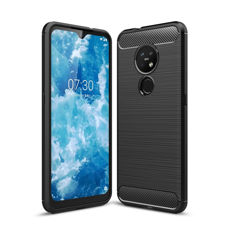 เคสป้องกัน TPU คาร์บอนไฟเบอร์พื้นผิวแปรง, For Nokia 7.2 & 6.2