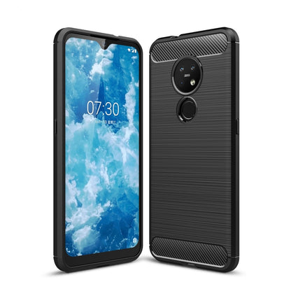 เคสป้องกัน TPU คาร์บอนไฟเบอร์พื้นผิวแปรง, For Nokia 7.2 & 6.2