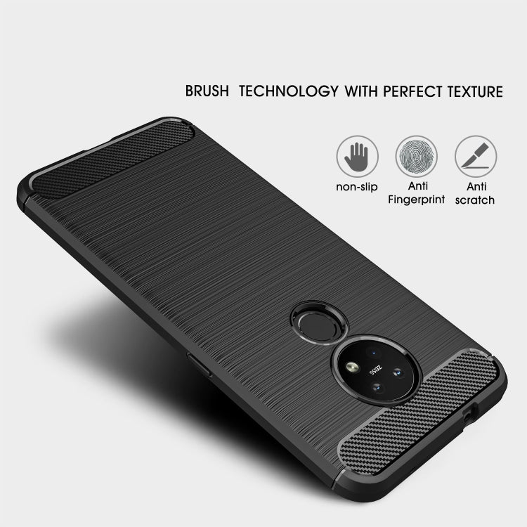 เคสป้องกัน TPU คาร์บอนไฟเบอร์พื้นผิวแปรง, For Nokia 7.2 & 6.2