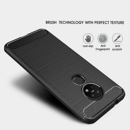เคสป้องกัน TPU คาร์บอนไฟเบอร์พื้นผิวแปรง, For Nokia 7.2 & 6.2
