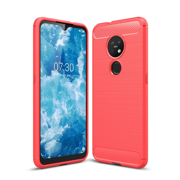 เคสป้องกัน TPU คาร์บอนไฟเบอร์พื้นผิวแปรง, For Nokia 7.2 & 6.2