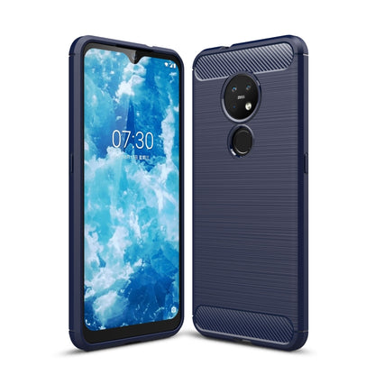 เคสป้องกัน TPU คาร์บอนไฟเบอร์พื้นผิวแปรง, For Nokia 7.2 & 6.2
