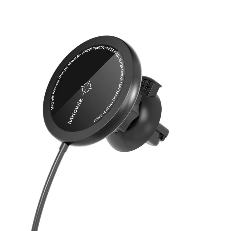 Mriowiz M-2002W 15W 360 องศาหมุน MagSafe Magnetic Car เครื่องชาร์จไร้สายสำหรับ iPhone 12 Series พร้อมสายข้อมูล USB + USB-C / Type-C ความยาวสายเคเบิล: 1 ม., M-2002W