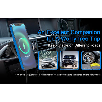 Mriowiz M-2002W 15W 360 องศาหมุน MagSafe Magnetic Car เครื่องชาร์จไร้สายสำหรับ iPhone 12 Series พร้อมสายข้อมูล USB + USB-C / Type-C ความยาวสายเคเบิล: 1 ม., M-2002W