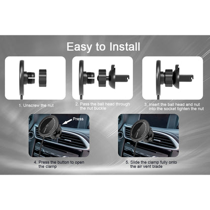 Mriowiz M-2002W 15W 360 องศาหมุน MagSafe Magnetic Car เครื่องชาร์จไร้สายสำหรับ iPhone 12 Series พร้อมสายข้อมูล USB + USB-C / Type-C ความยาวสายเคเบิล: 1 ม., M-2002W