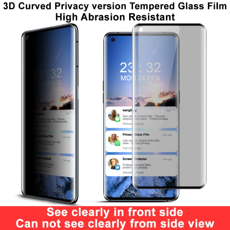สำหรับ OPPO Find X3 / Find X3 Pro IMAK 3D Curved Privacy ฟิล์มกระจกนิรภัยป้องกันแสงสะท้อน
