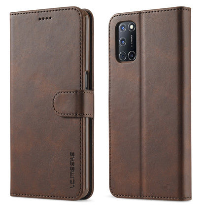 สำหรับ OPPO F19 Pro / A94 5G LC.IMEEKE ซองหนังพลิกแนวนอนเนื้อลูกวัวพร้อมตัวยึดและช่องเสียบการ์ดและกระเป๋าสตางค์ (สีน้ำตาล), For OPPO F19 Pro / A94 5G