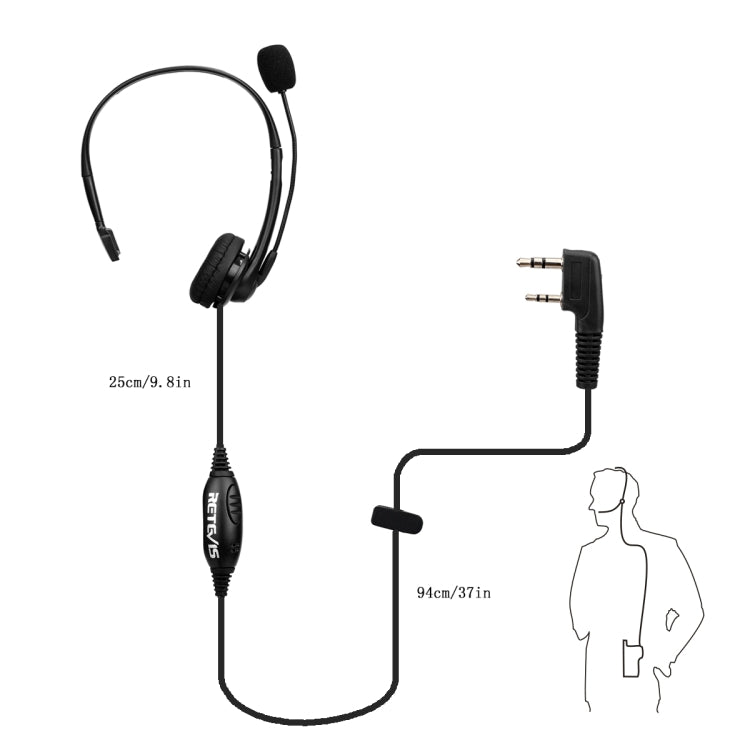 RETEVIS TK 2 พินหูฟัง PTT ไมโครโฟนสำหรับ H-777 / RT-5R / RT-5RV / RT-B6, TK