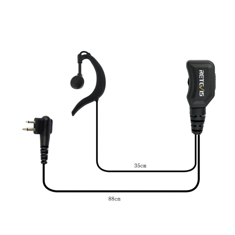 RETEVIS R-111 M หัว 2 ขา PTT ปรับระดับเสียงหูฟังไมโครโฟนสำหรับ Motorola GP68/GP88/GP300/GP2000, R-111 M Head