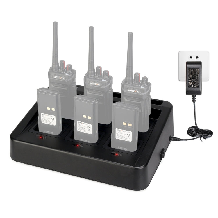 RETEVIS RTC48 Multi-ฟังก์ชั่นเปลี่ยนสล็อต 6-Way Walkie Talkie Charger สำหรับ Retevis RT48/RT648, RTC48
