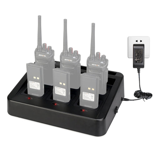 RETEVIS RTC48 Multi-ฟังก์ชั่นเปลี่ยนสล็อต 6-Way Walkie Talkie Charger สำหรับ Retevis RT48/RT648, RTC48