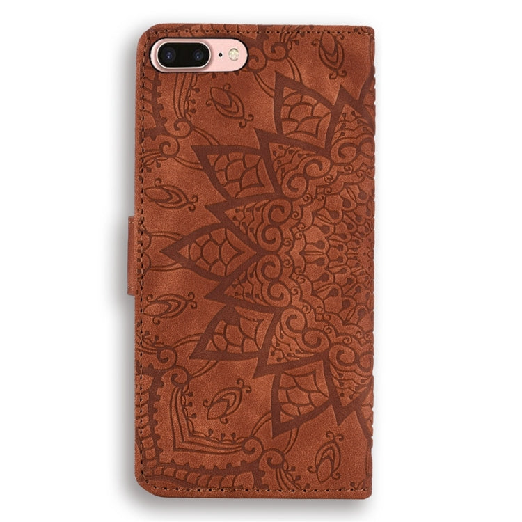 Calf Pattern Diamond Mandala Double Design ซองหนังนูนพร้อม Wallet & Holder & Card Slots, For iPhone 7 Plus / 8 Plus