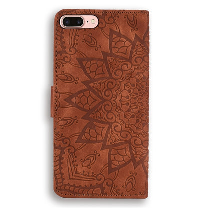Calf Pattern Diamond Mandala Double Design ซองหนังนูนพร้อม Wallet & Holder & Card Slots, For iPhone 7 Plus / 8 Plus