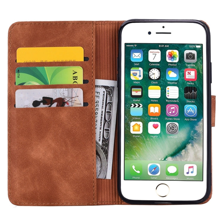 Calf Pattern Diamond Mandala Double Design ซองหนังนูนพร้อม Wallet & Holder & Card Slots, For iPhone 7 Plus / 8 Plus