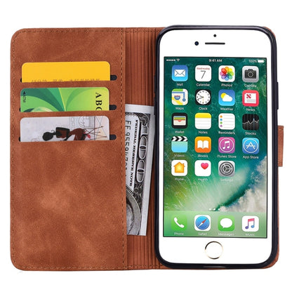 Calf Pattern Diamond Mandala Double Design ซองหนังนูนพร้อม Wallet & Holder & Card Slots, For iPhone 7 Plus / 8 Plus