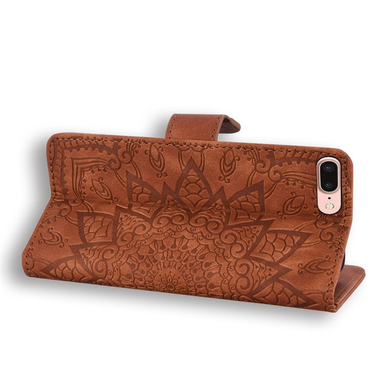Calf Pattern Diamond Mandala Double Design ซองหนังนูนพร้อม Wallet & Holder & Card Slots, For iPhone 7 Plus / 8 Plus