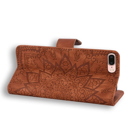 Calf Pattern Diamond Mandala Double Design ซองหนังนูนพร้อม Wallet & Holder & Card Slots, For iPhone 7 Plus / 8 Plus