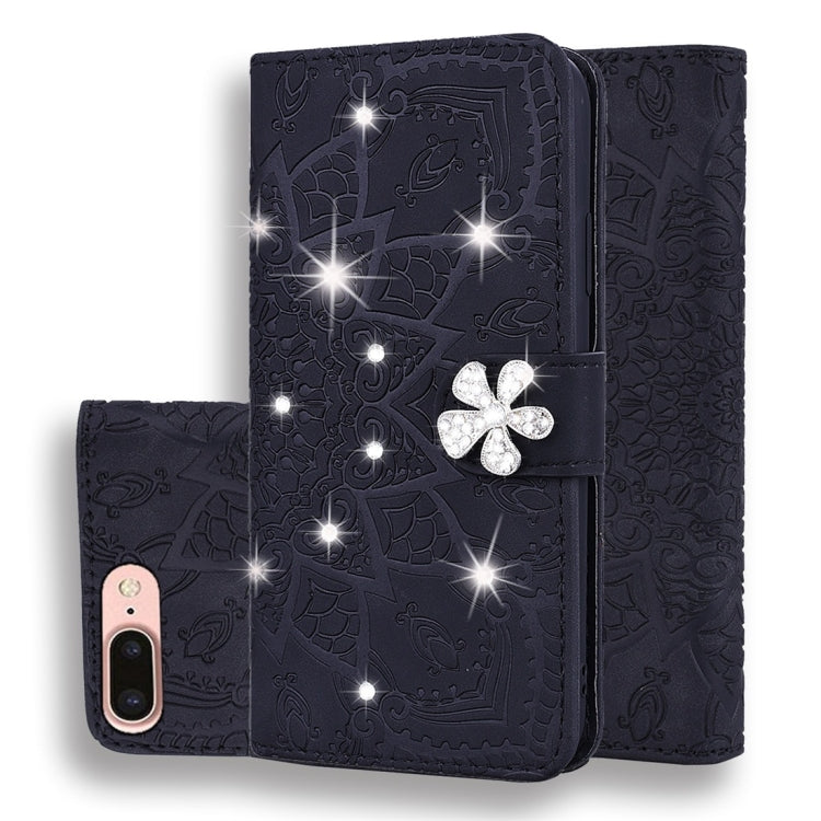 Calf Pattern Diamond Mandala Double Design ซองหนังนูนพร้อม Wallet & Holder & Card Slots, For iPhone 7 Plus / 8 Plus