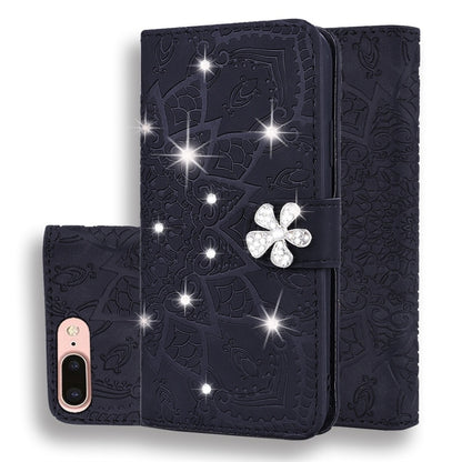 Calf Pattern Diamond Mandala Double Design ซองหนังนูนพร้อม Wallet & Holder & Card Slots, For iPhone 7 Plus / 8 Plus