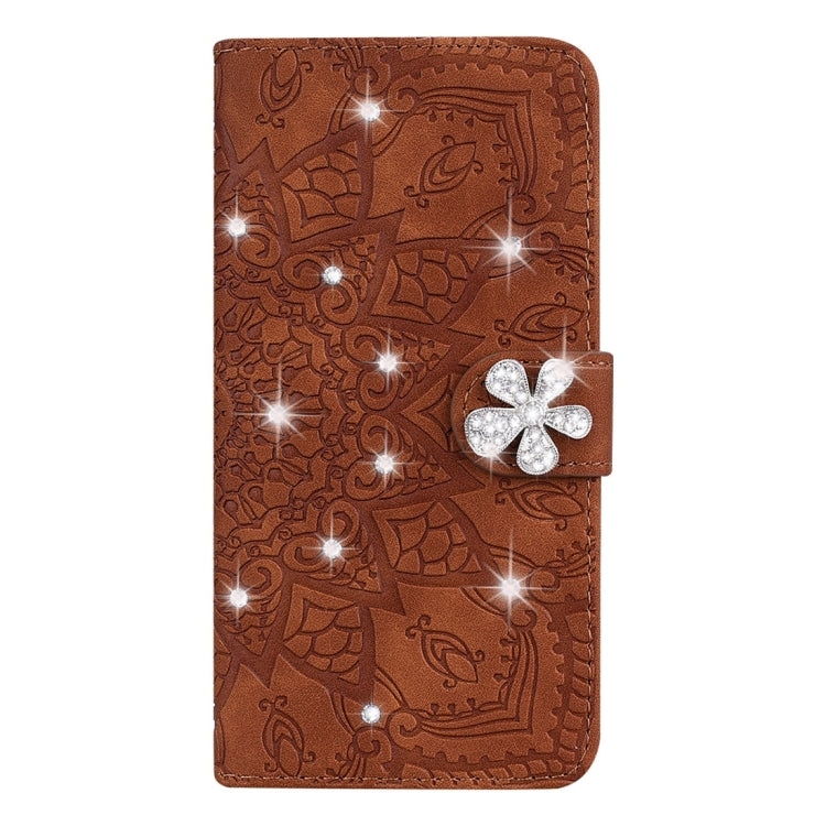 Calf Pattern Diamond Mandala Double Design ซองหนังนูนพร้อม Wallet & Holder & Card Slots, For Galaxy A80 / A90