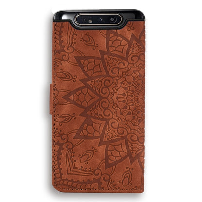 Calf Pattern Diamond Mandala Double Design ซองหนังนูนพร้อม Wallet & Holder & Card Slots, For Galaxy A80 / A90