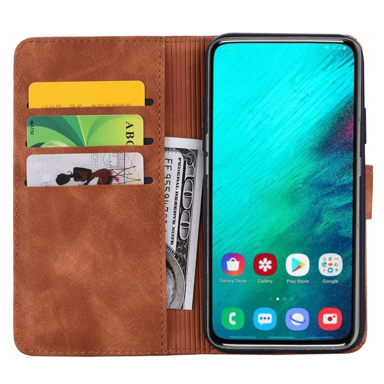 Calf Pattern Diamond Mandala Double Design ซองหนังนูนพร้อม Wallet & Holder & Card Slots, For Galaxy A80 / A90