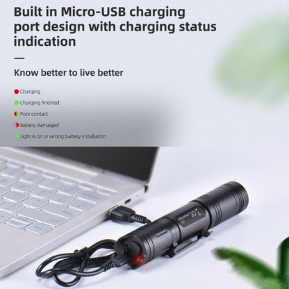 WUBEN L50 กลางแจ้งแบบพกพา LED แสงที่แข็งแกร่ง USB ชาร์จอลูมิเนียมไฟฉาย, L50
