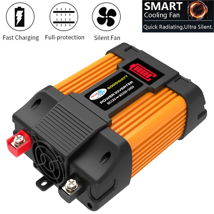 Little Wasp 12V to 220V 6000W รถอินเวอร์เตอร์พร้อมจอแสดงผล LED และ USB คู่, 12V to 220V 6000W