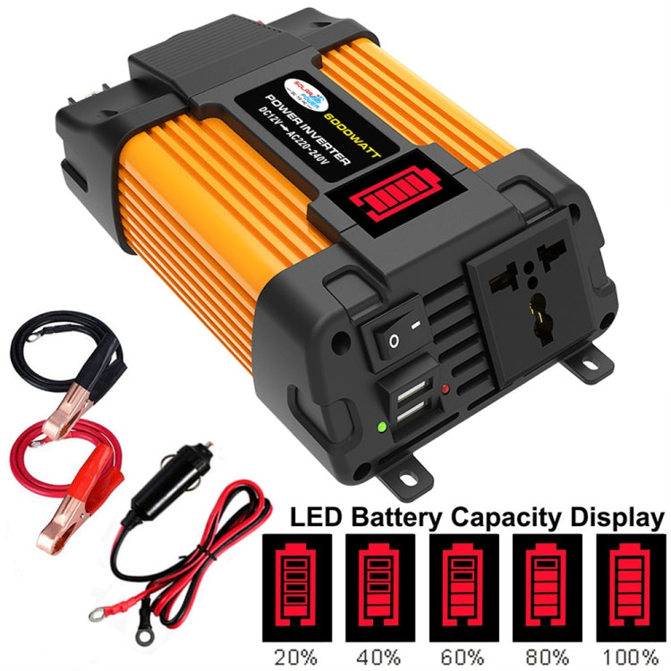 Little Wasp 12V to 220V 6000W รถอินเวอร์เตอร์พร้อมจอแสดงผล LED และ USB คู่, 12V to 220V 6000W