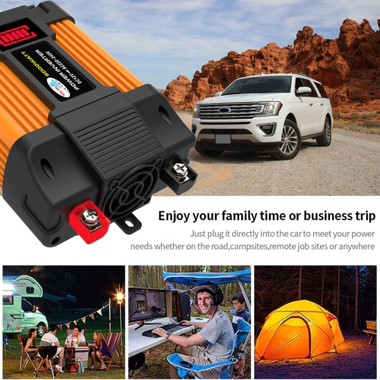 Little Wasp 12V to 220V 6000W รถอินเวอร์เตอร์พร้อมจอแสดงผล LED และ USB คู่, 12V to 220V 6000W